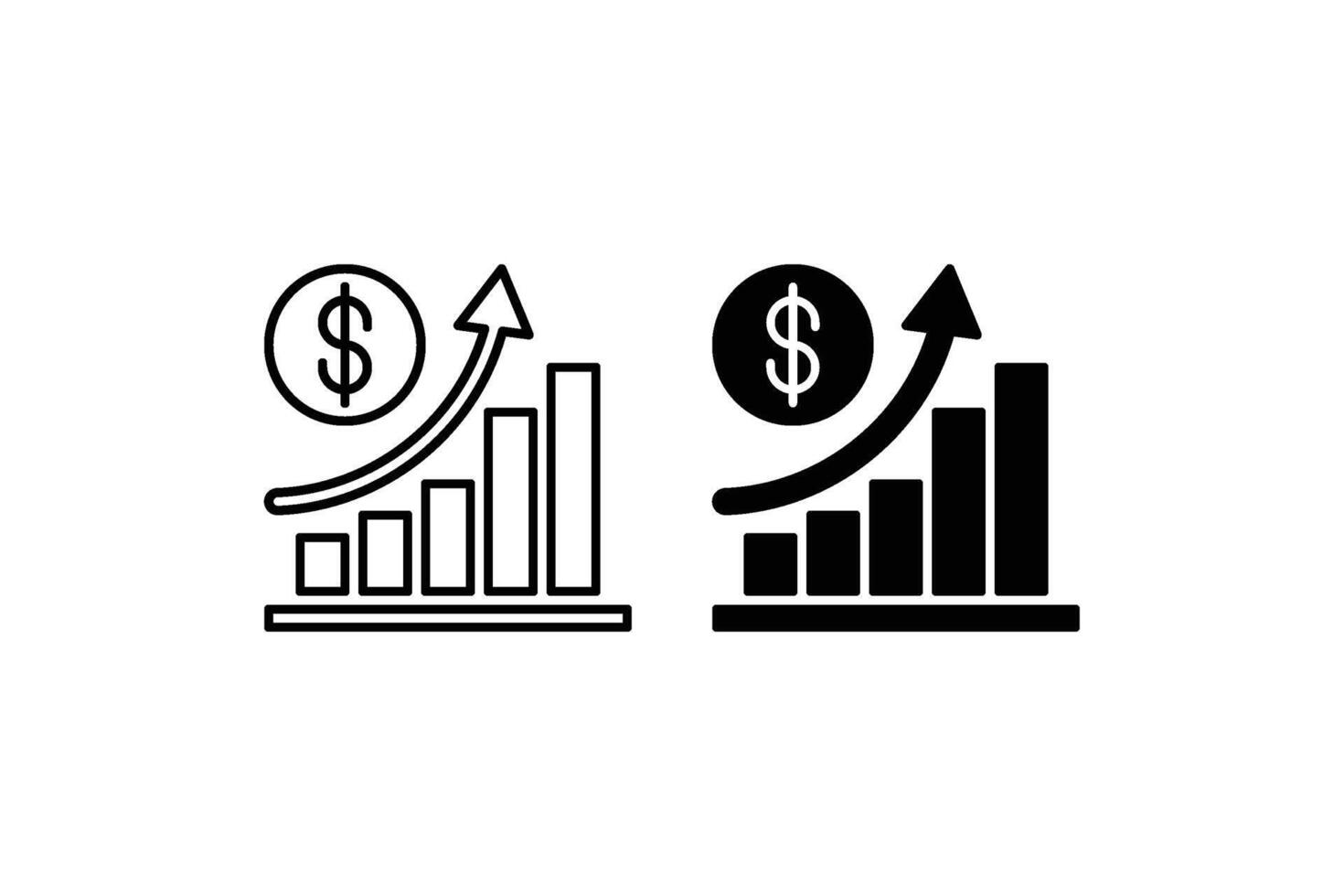 incrementar dinero crecimiento icono en blanco antecedentes. eps 10 vector