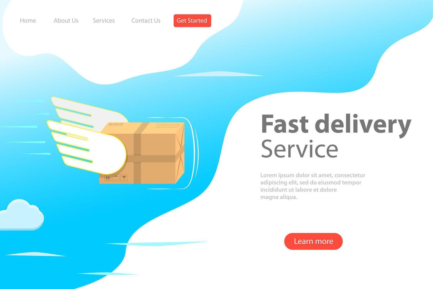 Isometric flat landing page template of express delivery service. vector