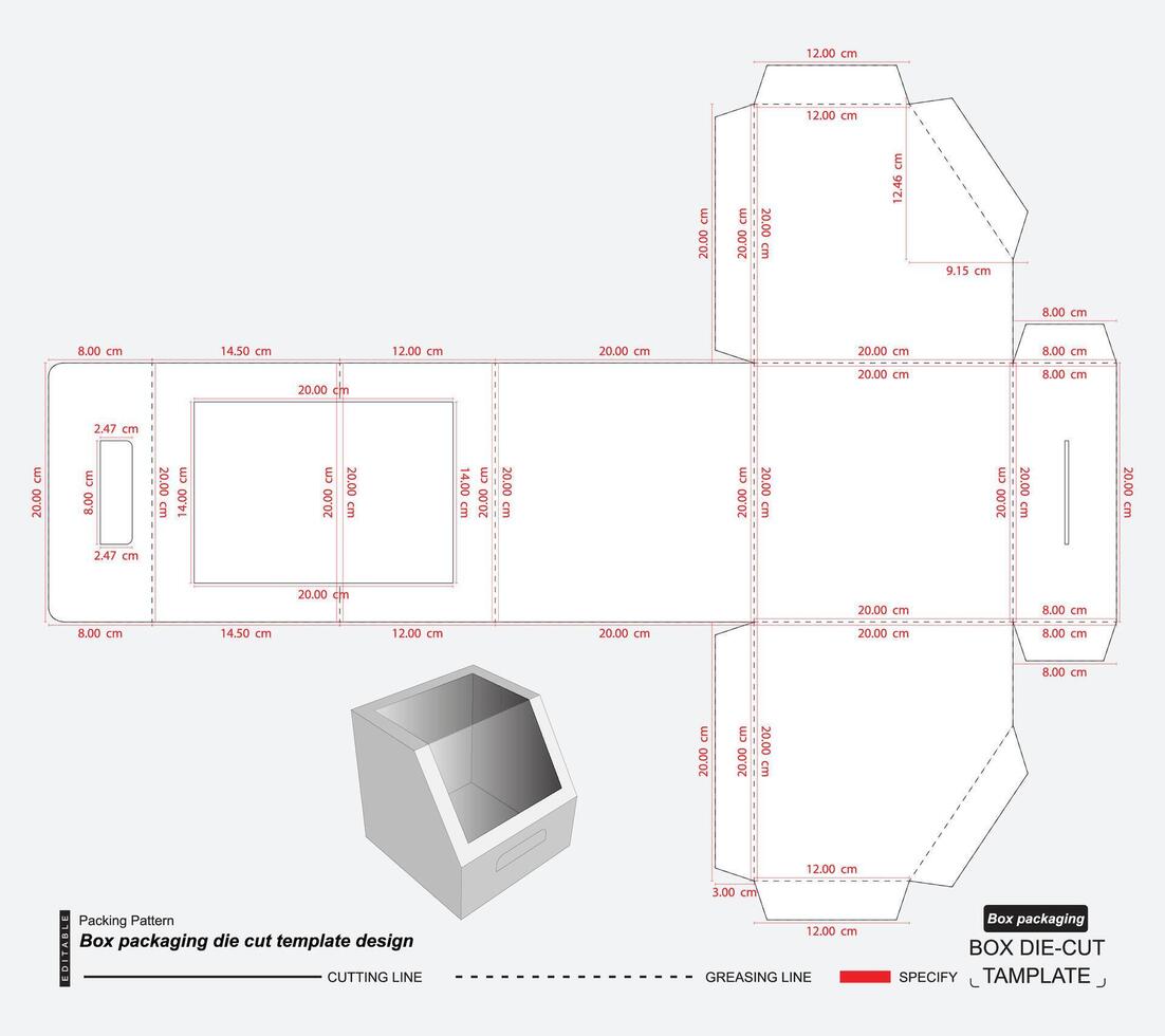 diseño de plantilla troquelada de embalaje de caja vector