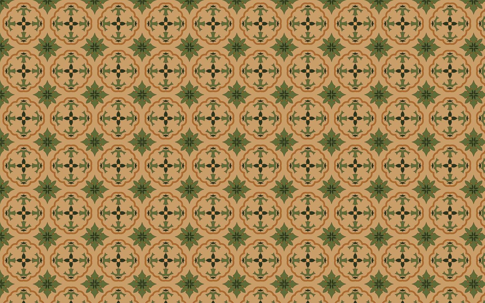Green Brown Batik Seamless Azulejo Floor tile oriental vintage seamless textures vector