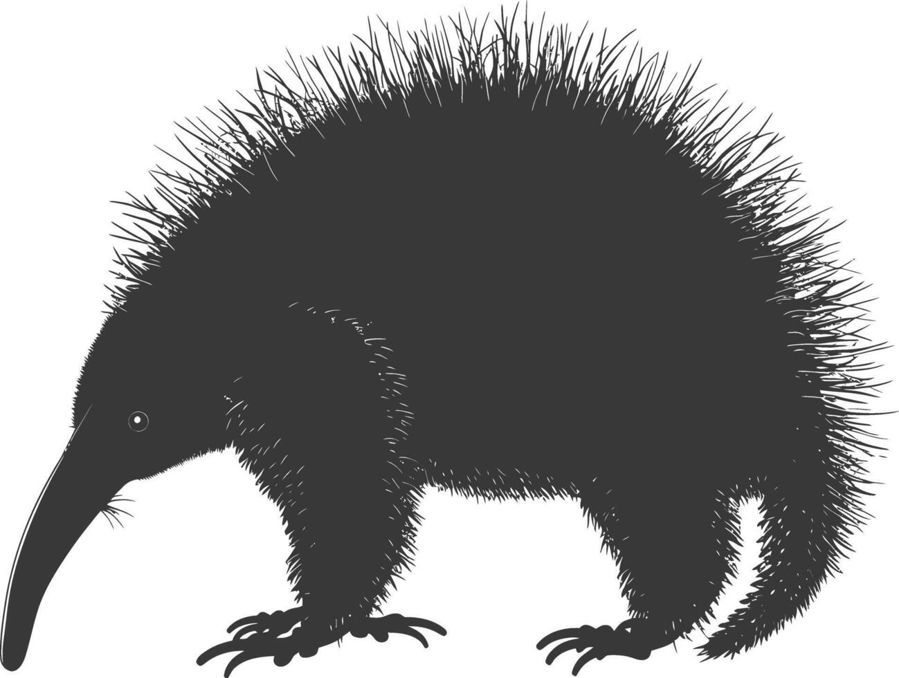 Silhouette Anteater animal black color only full body vector
