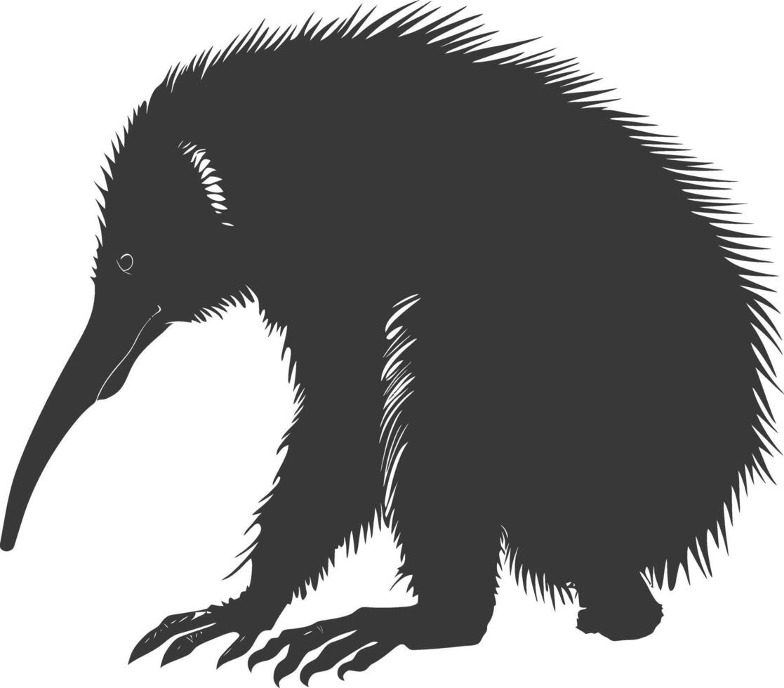 Silhouette Anteater animal black color only full body vector