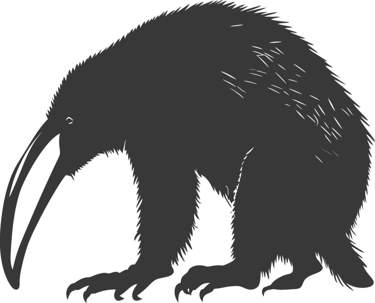 Silhouette Anteater animal black color only full body vector