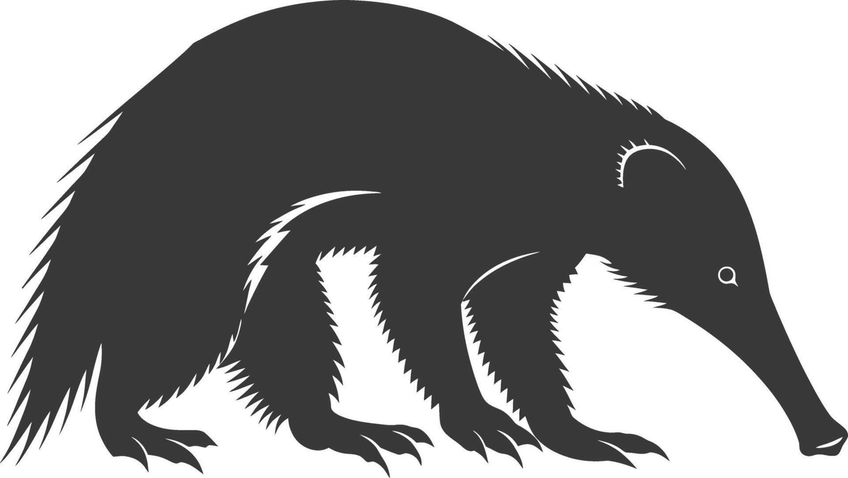 Silhouette Anteater animal black color only full body vector