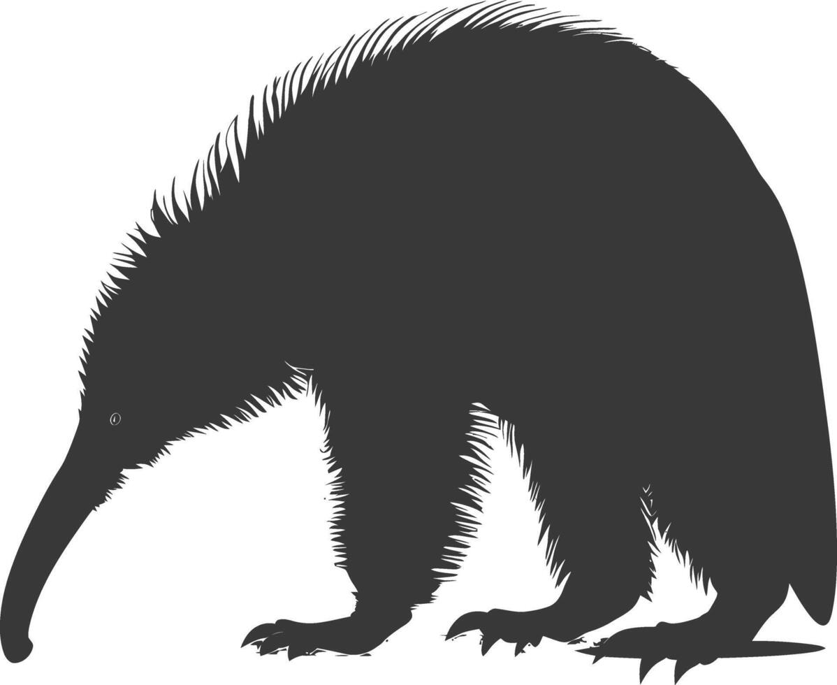 Silhouette Anteater animal black color only full body vector