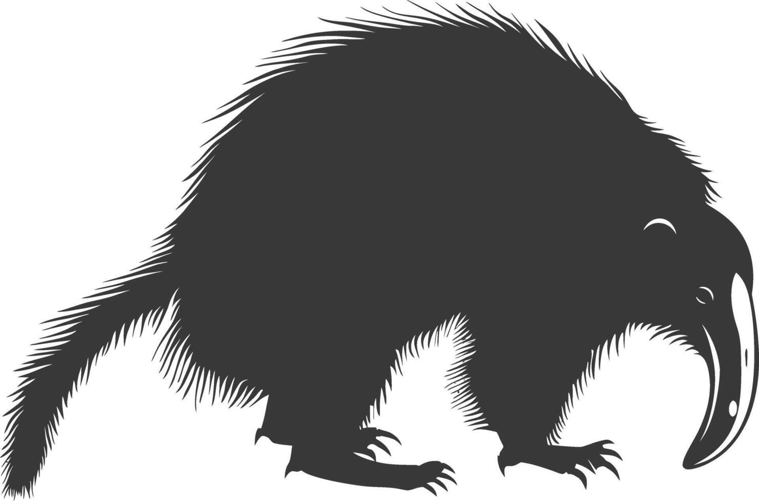 Silhouette Anteater animal black color only full body vector