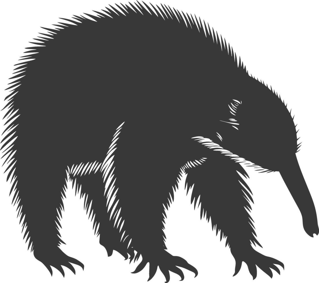 Silhouette Anteater animal black color only full body vector