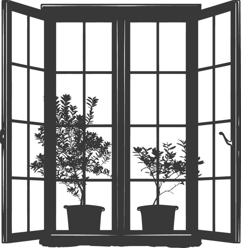 silueta estético ventana negro color solamente vector