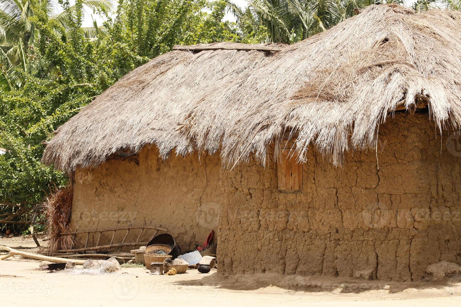 mud houses in village in Benin photo