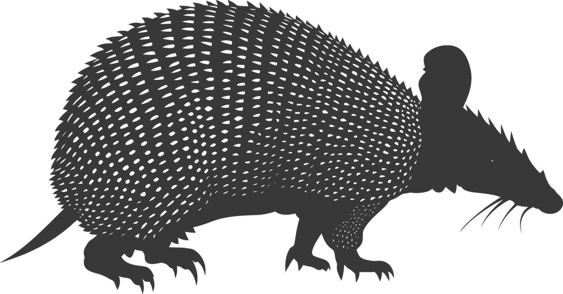 Silhouette armadillo animal black color only full body vector