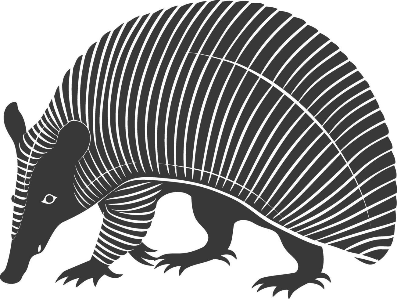 Silhouette armadillo animal black color only full body vector
