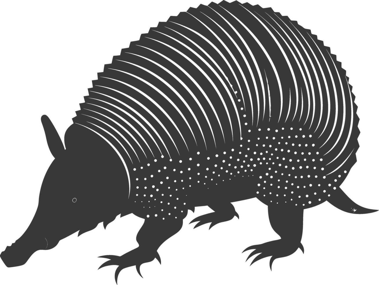Silhouette armadillo animal black color only full body vector