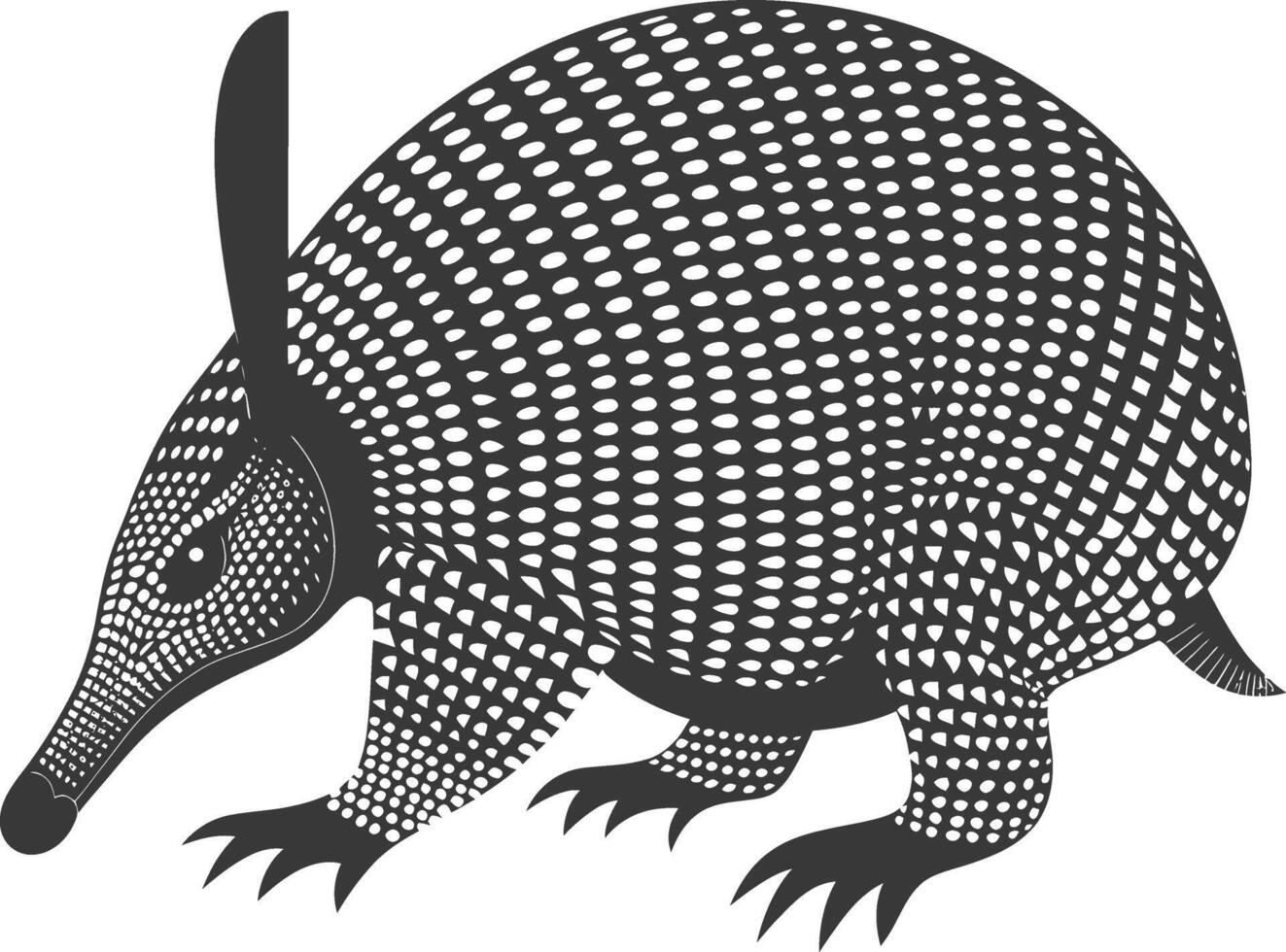 Silhouette armadillo animal black color only full body vector