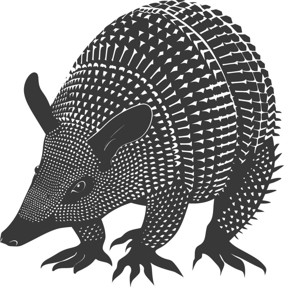 Silhouette armadillo animal black color only full body vector