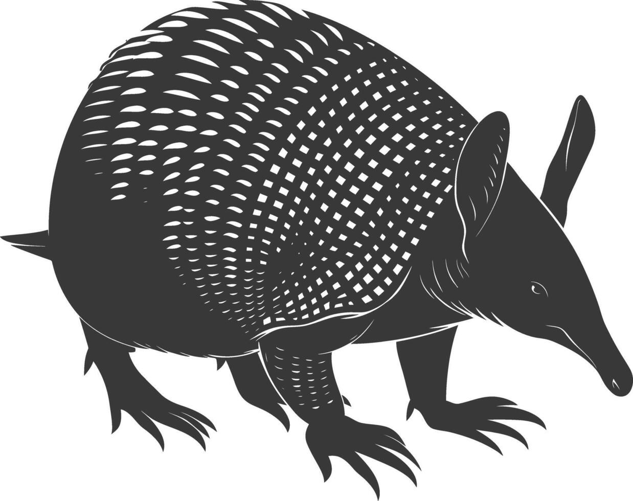 Silhouette armadillo animal black color only full body vector