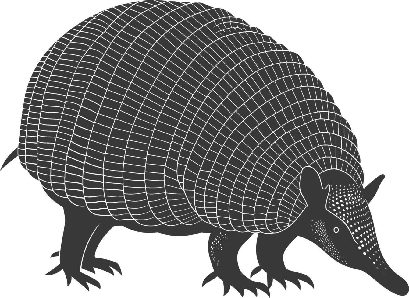 Silhouette armadillo animal black color only full body vector