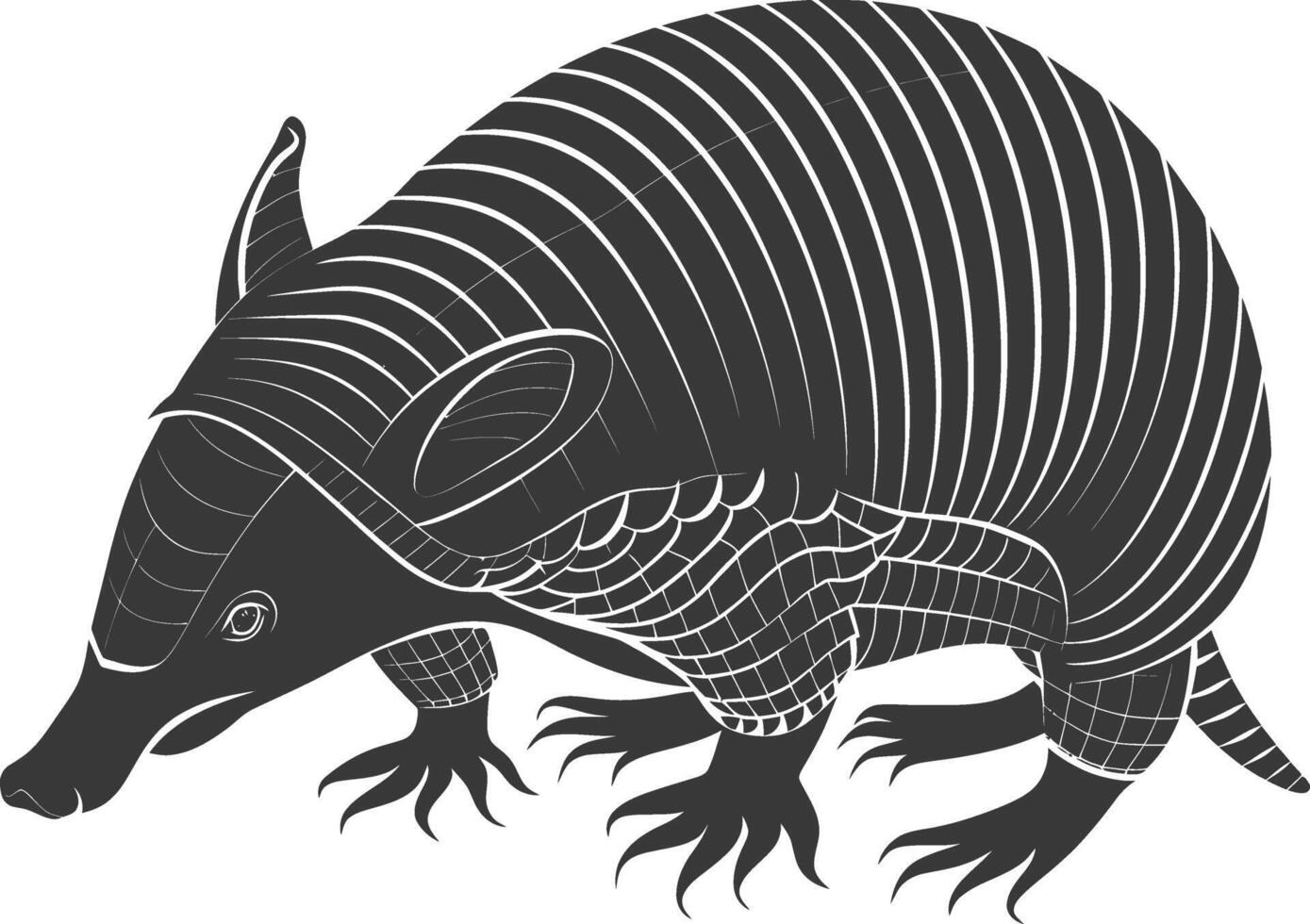 Silhouette armadillo animal black color only full body vector