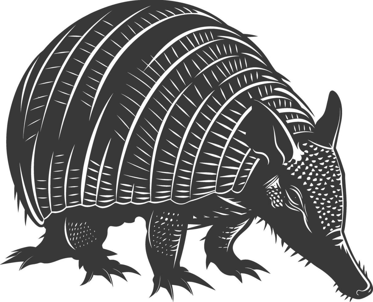 Silhouette armadillo animal black color only full body vector