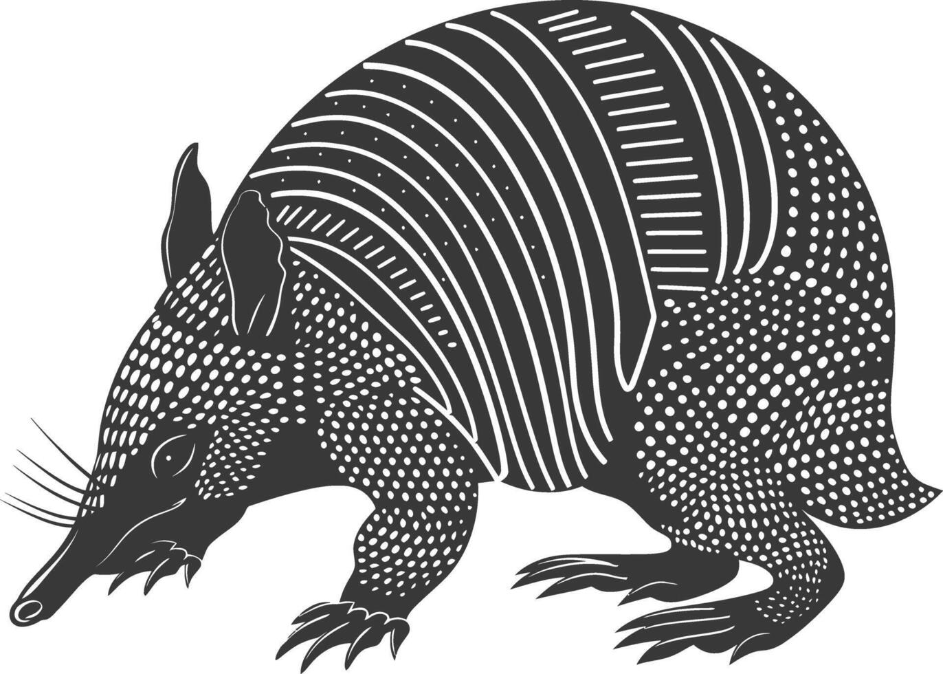 Silhouette armadillo animal black color only full body vector