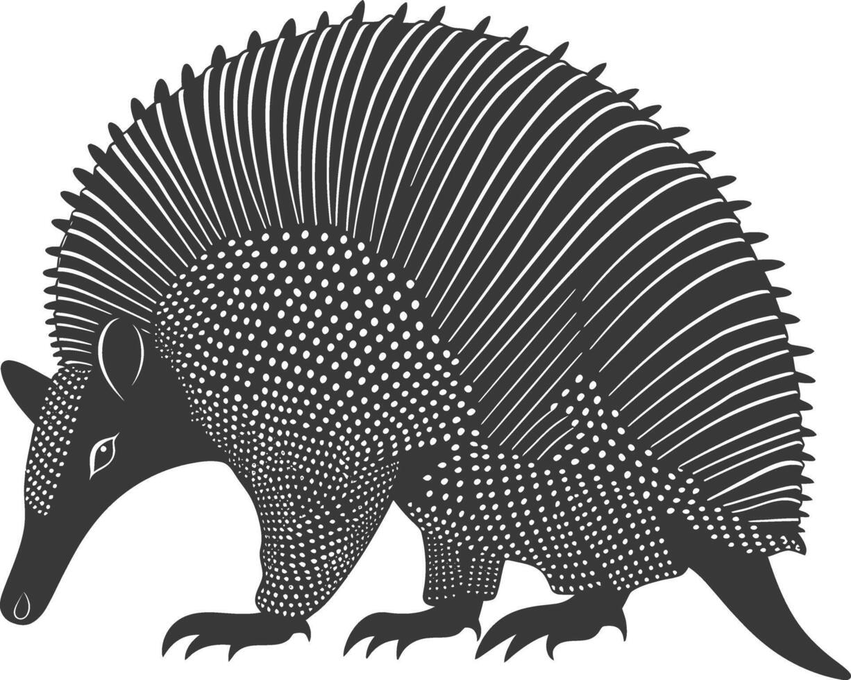 silueta armadillo animal negro color solamente lleno cuerpo vector