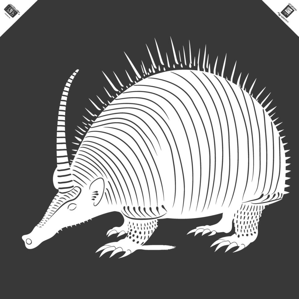 Silhouette armadillo animal black color only full body vector