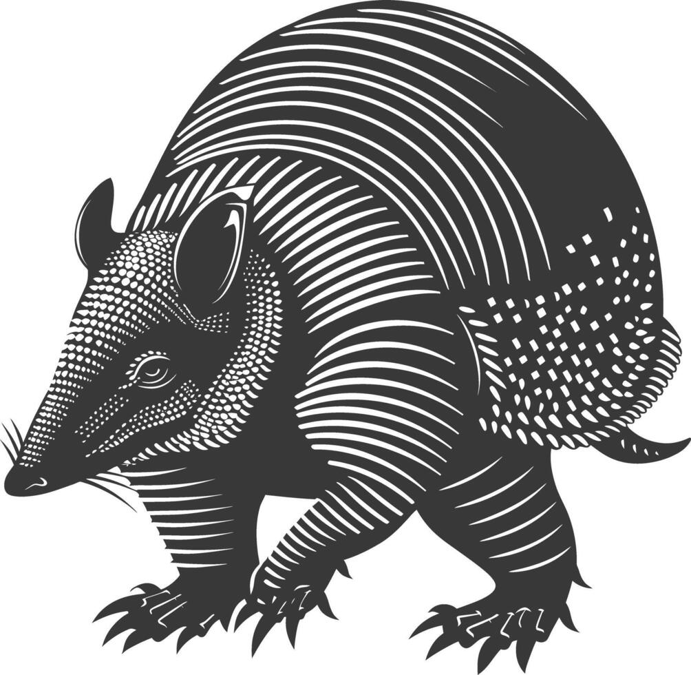 Silhouette armadillo animal black color only full body vector