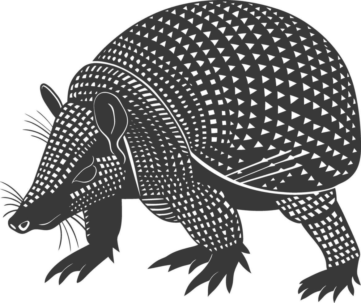 Silhouette armadillo animal black color only full body vector