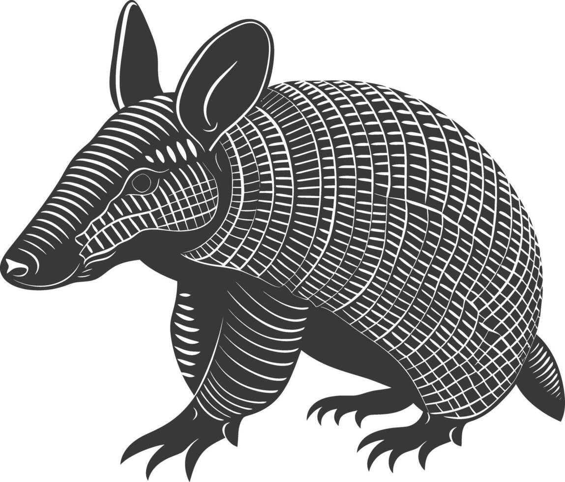 Silhouette armadillo animal black color only full body vector