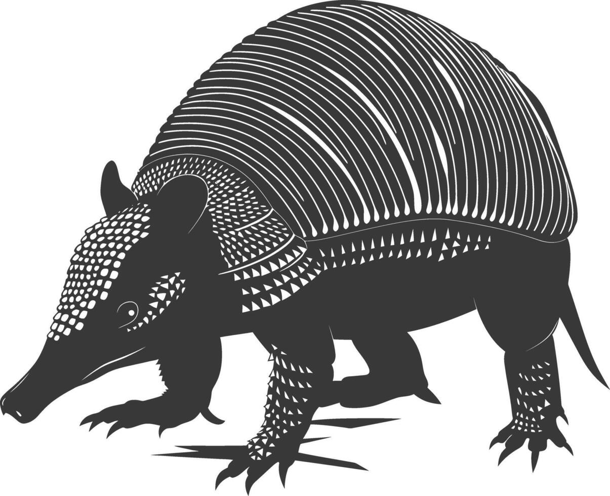 Silhouette armadillo animal black color only full body vector