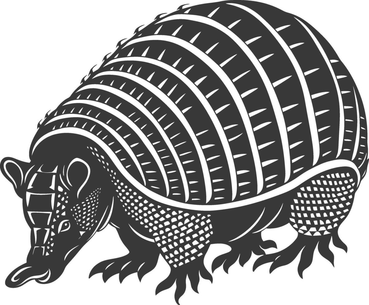 Silhouette armadillo animal black color only full body vector