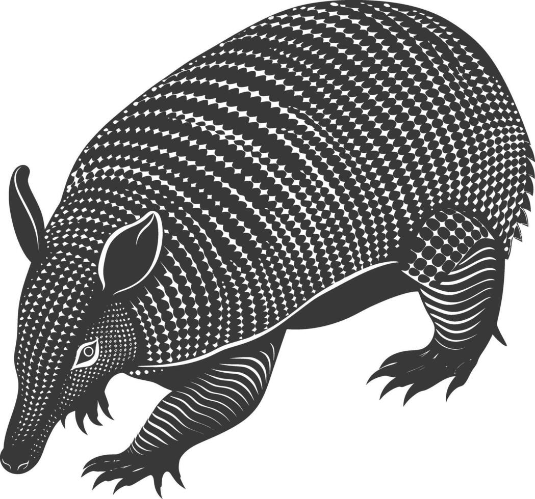 silueta armadillo animal negro color solamente lleno cuerpo vector