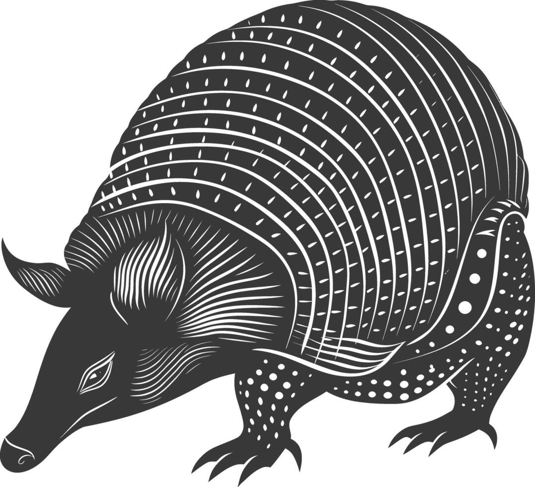 Silhouette armadillo animal black color only full body vector