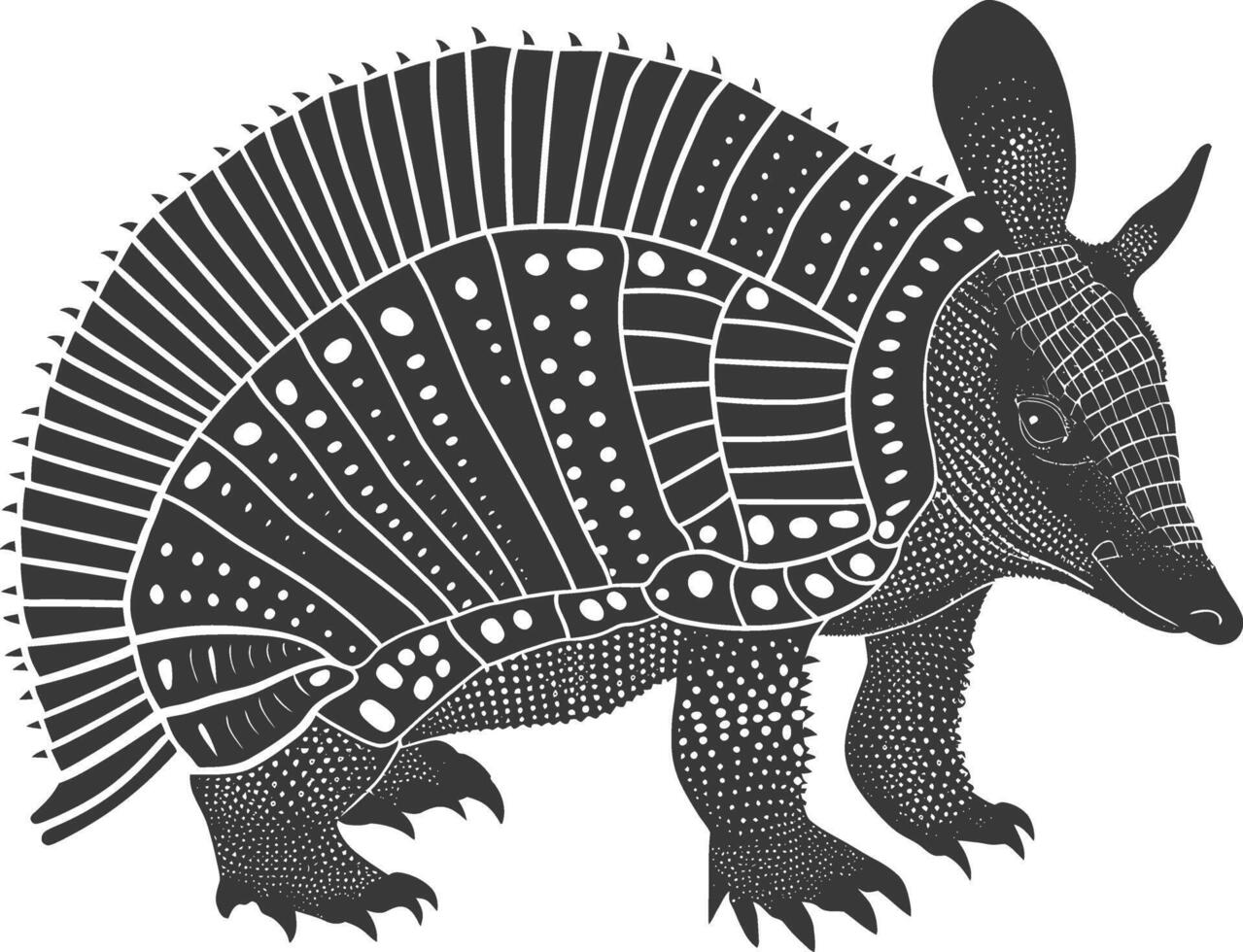 Silhouette armadillo animal black color only full body vector