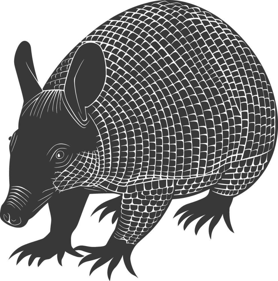 Silhouette armadillo animal black color only full body vector