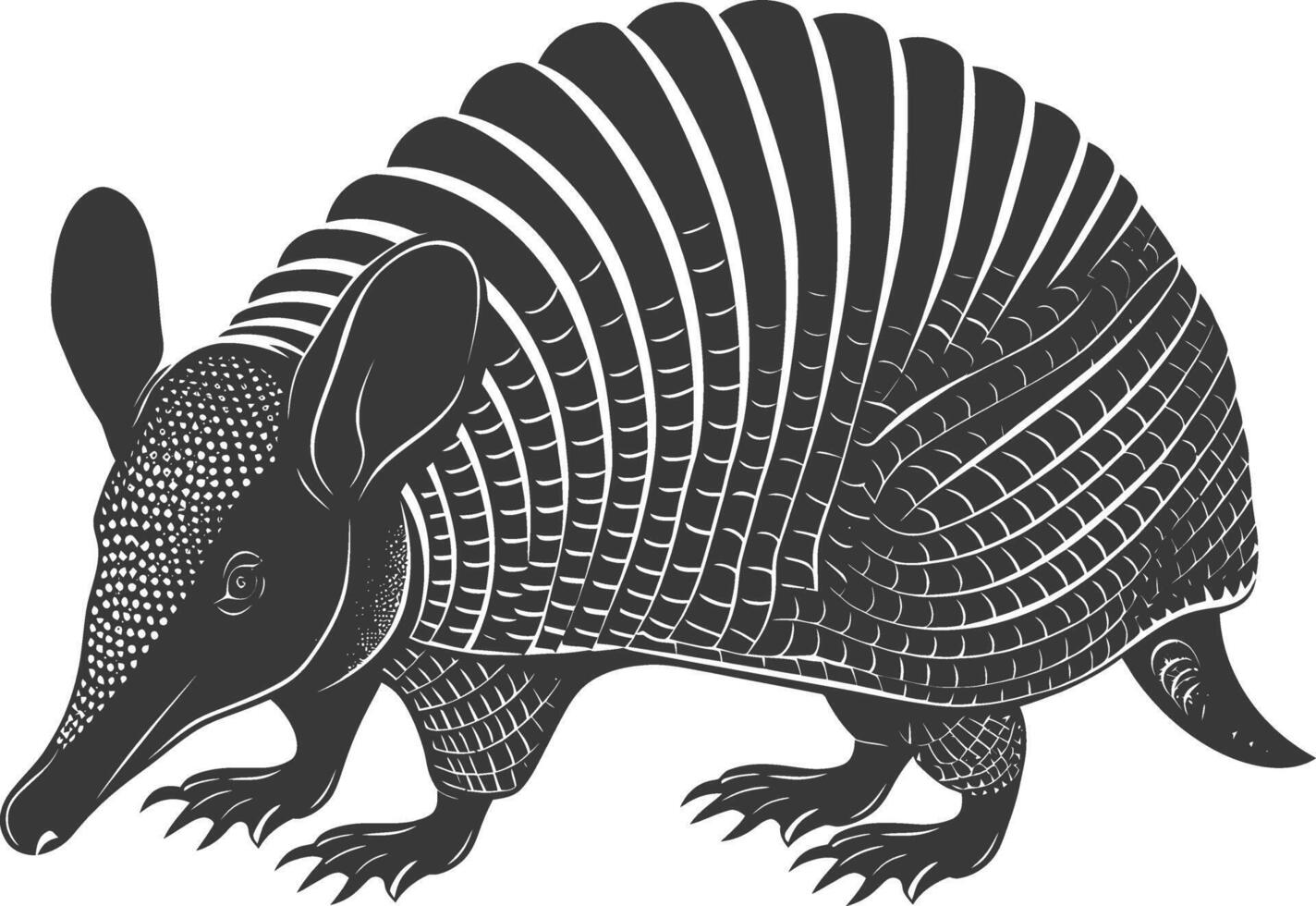 Silhouette armadillo animal black color only full body vector