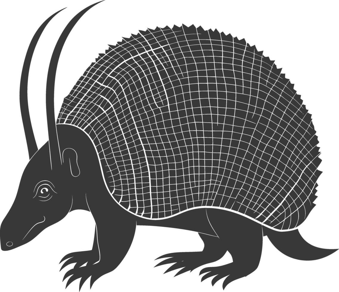 Silhouette armadillo animal black color only full body vector