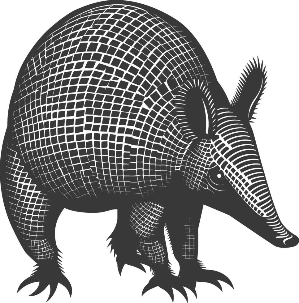 Silhouette armadillo animal black color only full body vector