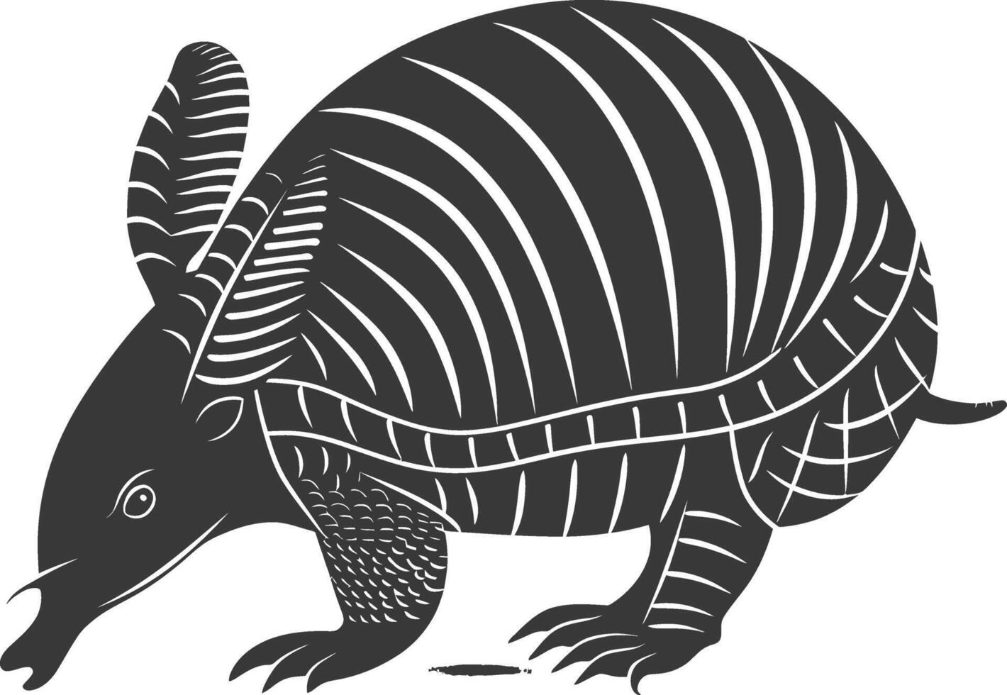 Silhouette armadillo animal black color only full body vector