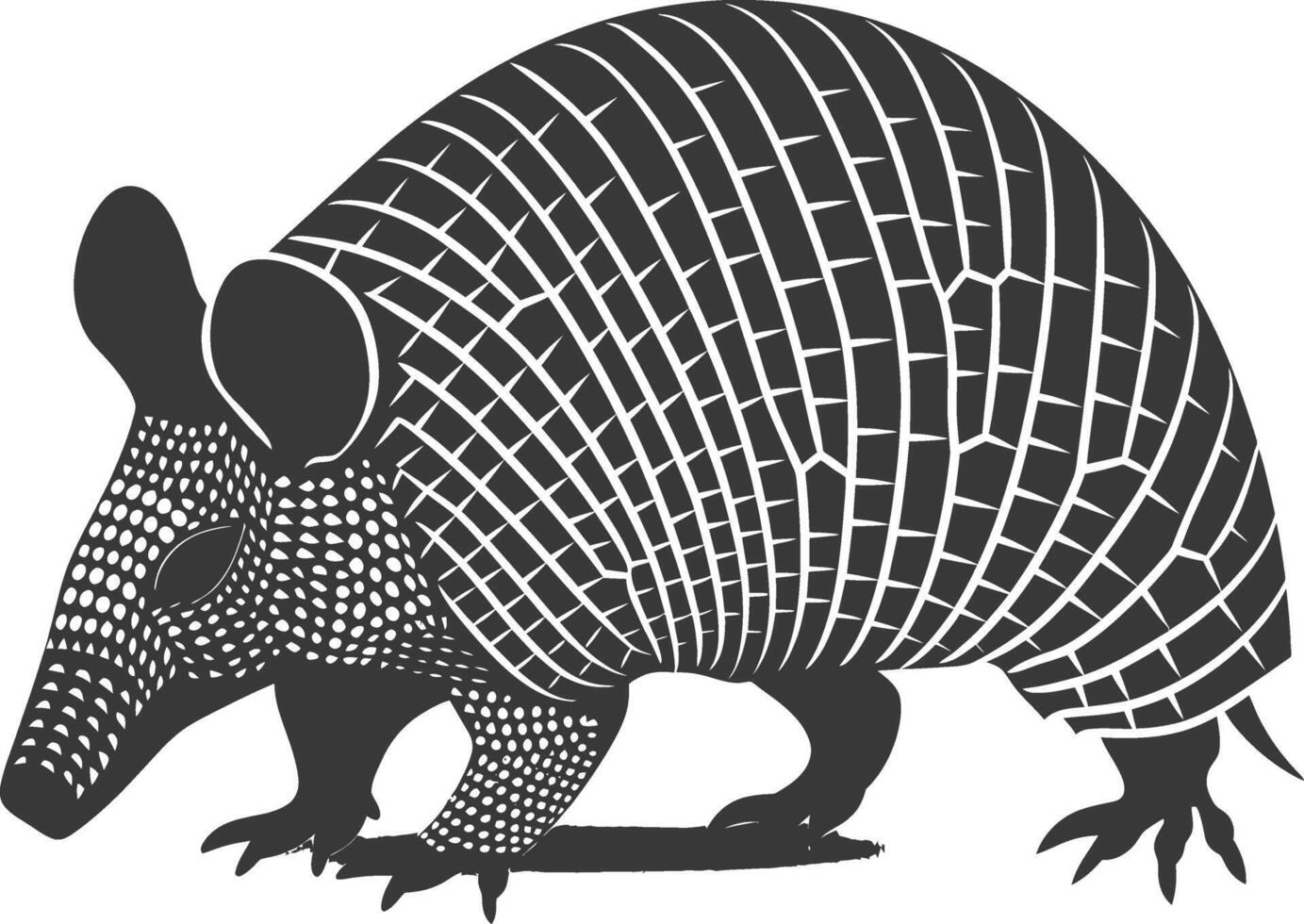 Silhouette armadillo animal black color only full body vector