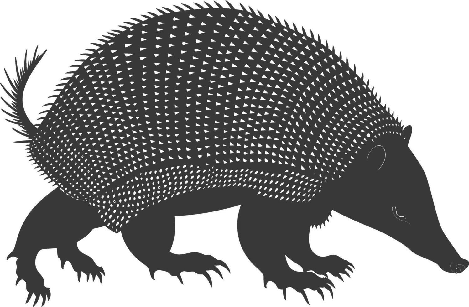 Silhouette armadillo animal black color only full body vector