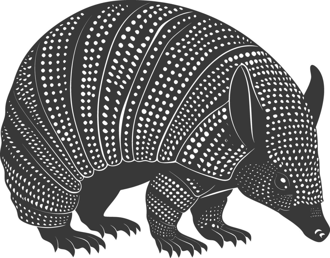 Silhouette armadillo animal black color only full body vector