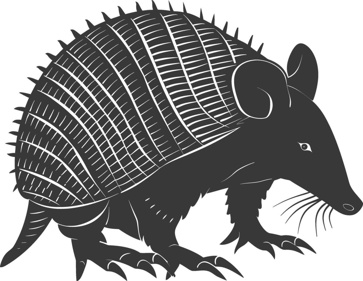 Silhouette armadillo animal black color only full body vector