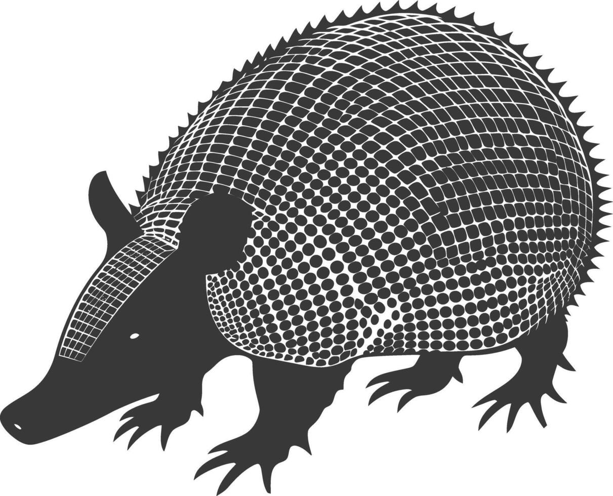 Silhouette armadillo animal black color only full body vector