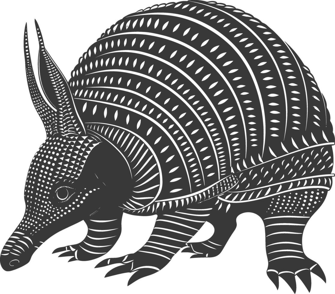 Silhouette armadillo animal black color only full body vector