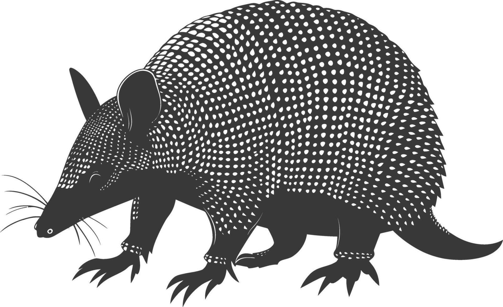 Silhouette armadillo animal black color only full body vector