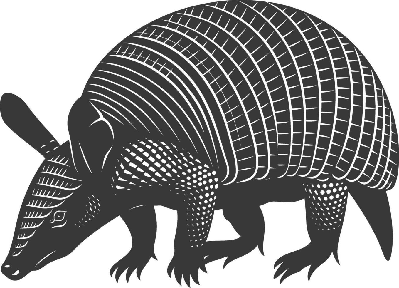 Silhouette armadillo animal black color only full body vector