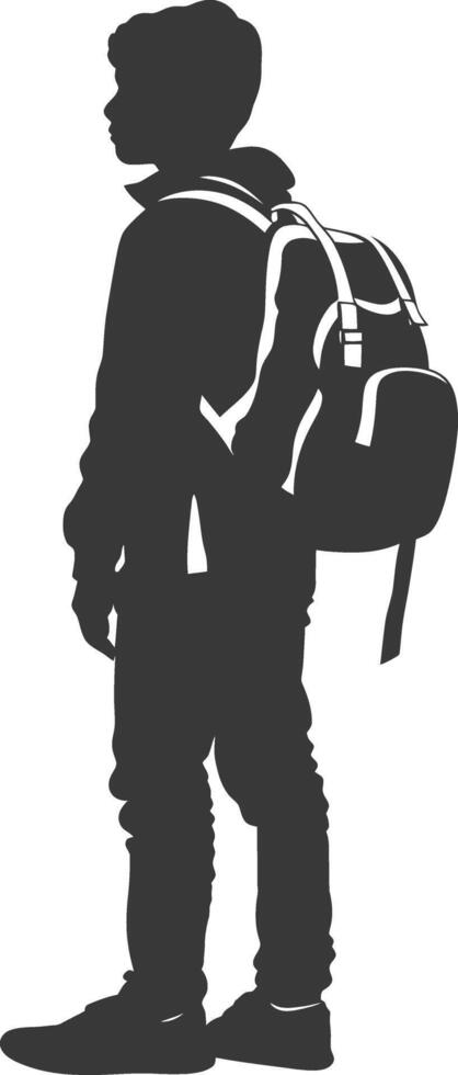 Silhouette back to school boy student black color only vector