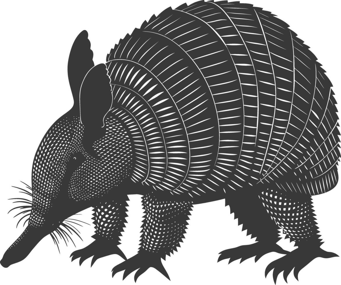 Silhouette armadillo animal black color only full body vector