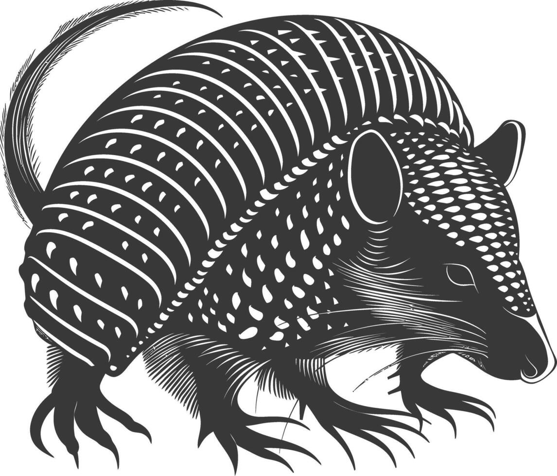 Silhouette armadillo animal black color only full body vector