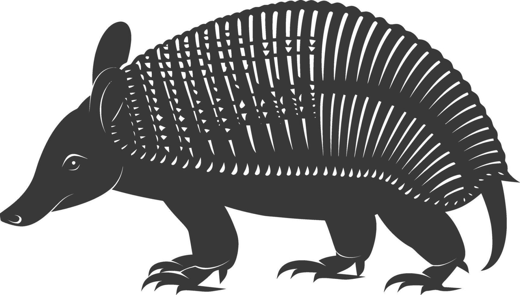 Silhouette armadillo animal black color only full body vector